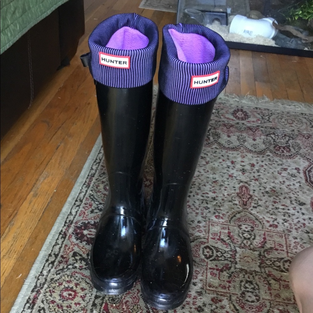 Hunter boots with boot socks